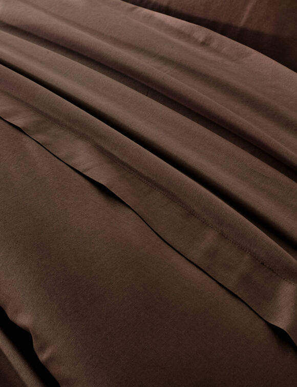 Linge de lit uni - coton lav&eacute; 57 fils/cm&sup2; (chocolat)