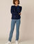 Trui met ronde hals in ribtricot (marine)
