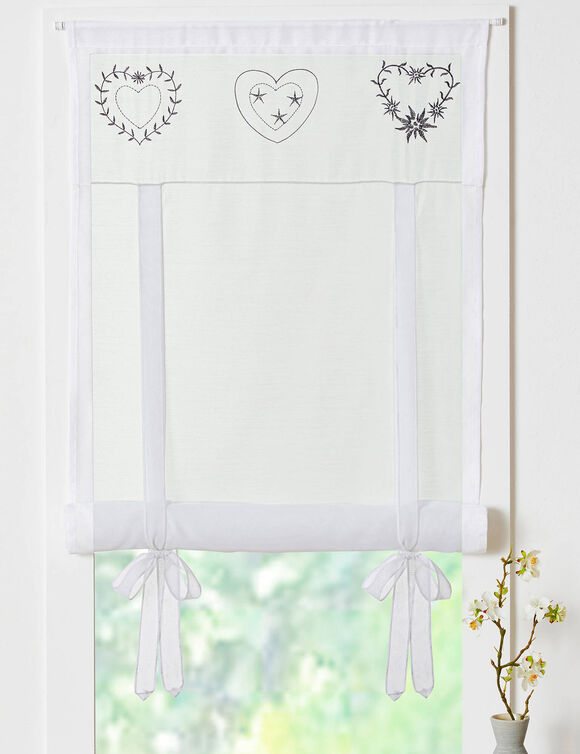 Tweekleurig optrekgordijn met zoom voor de gordijnroede (wit / wit)