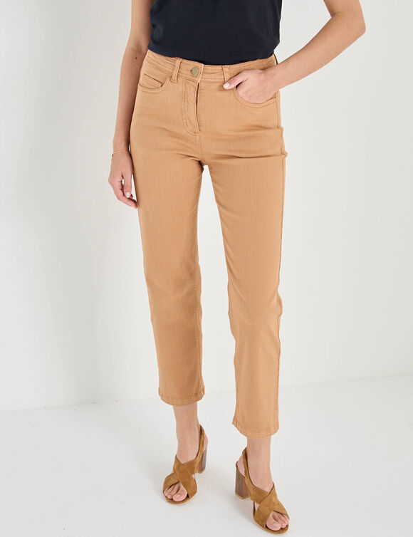 Pantacourt droit sculptant, renfort gainant (noisette)