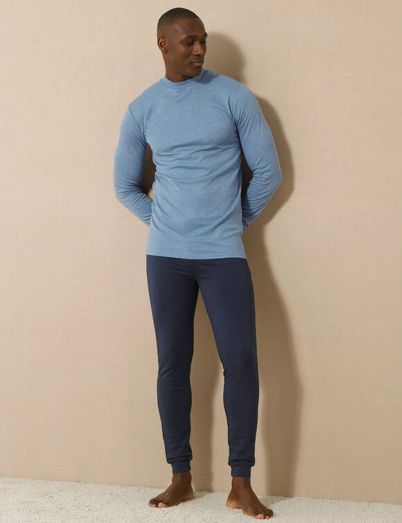 T-shirt sous-vêtement homme col montant manches longues chaleur intense - lot de 2 (jeans)
