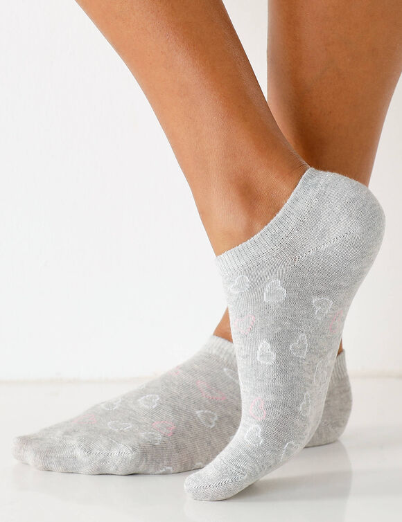 Chaussettes basses motifs assortis - lot de 4 paires (gris chin&eacute;)