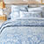 Linge de lit Céline en flanelle imprimé floral (bleu grisé)