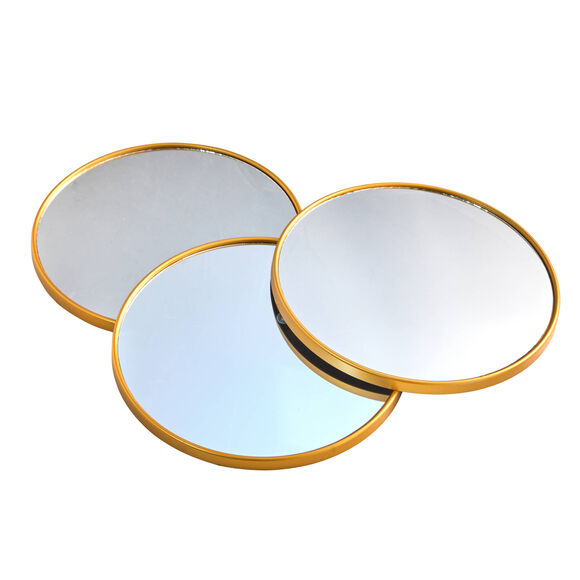 Miroir rond contour coloris dor&eacute; - lot de 3 (dor&eacute;)