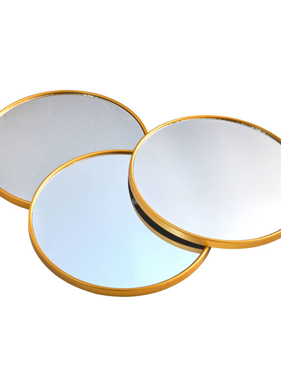Miroir rond contour coloris dor&eacute; - lot de 3 (dor&eacute;)