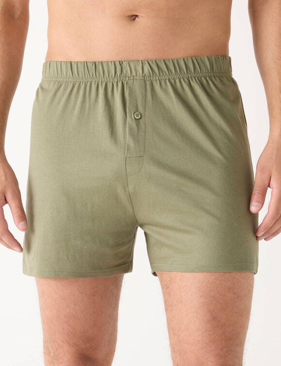 Ruime, open en effen boxershort - set van 4 (kaki + grijs + zwart)