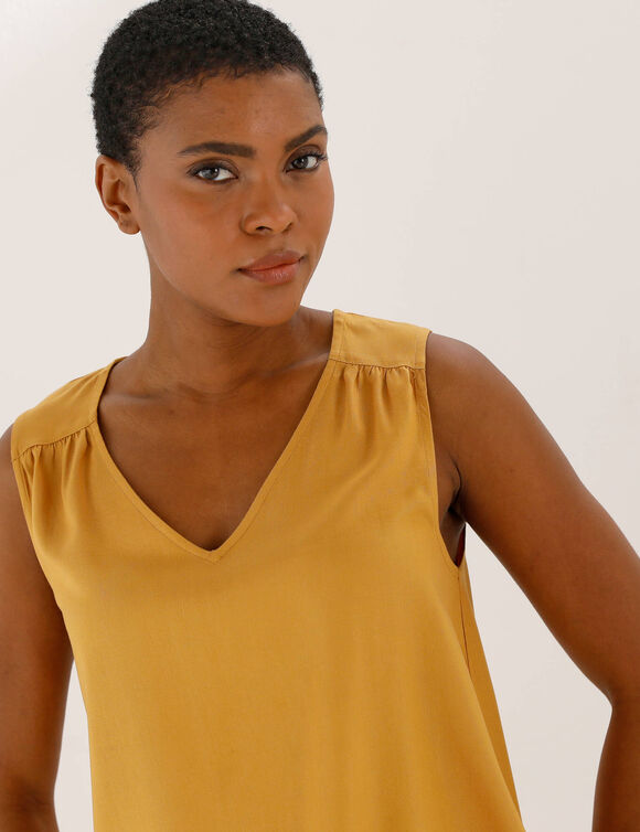 Caraco col V uni  (curry)