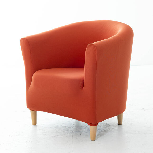 Housse unie bi-extensible fauteuil cabriolet (terracotta)