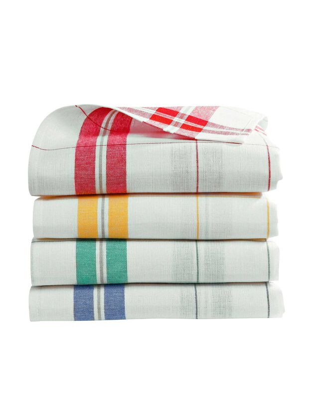 Geruite droogdoeken in halflinnen - sets (blauw / groen / geel / rood)