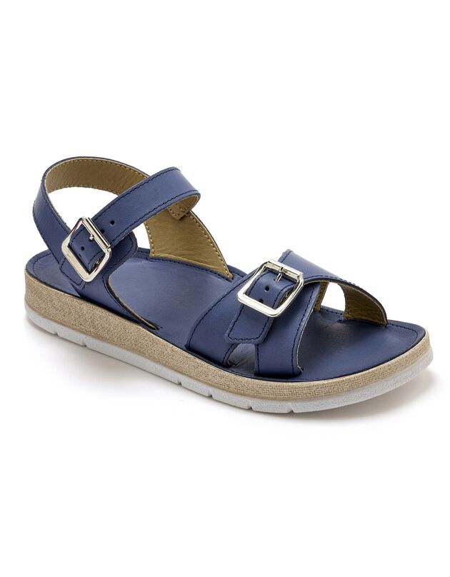 Open sandalen met dubbele gesp - comfortbreedte (blauw)