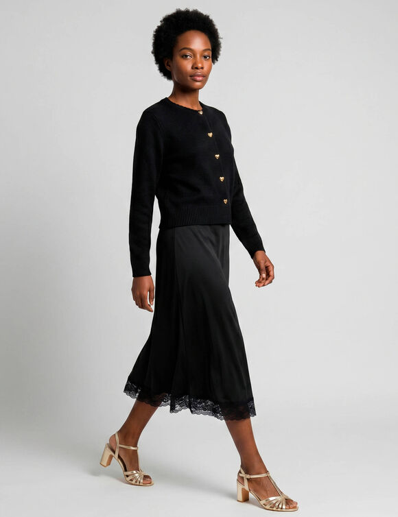 Jupe en satin, base en dentelle (noir)