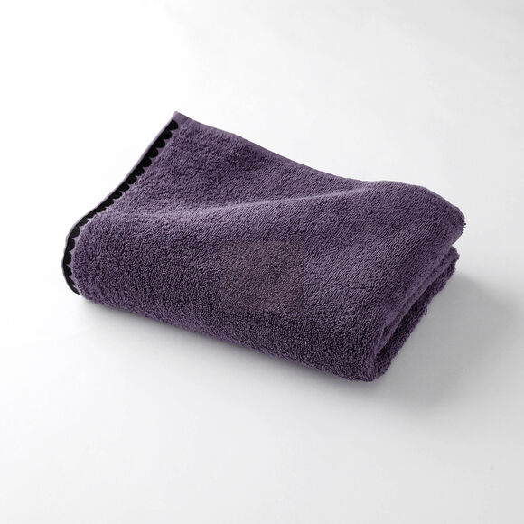 Serviettes de bain finition broderie fantaisie - 420g/m2 (aubergine)