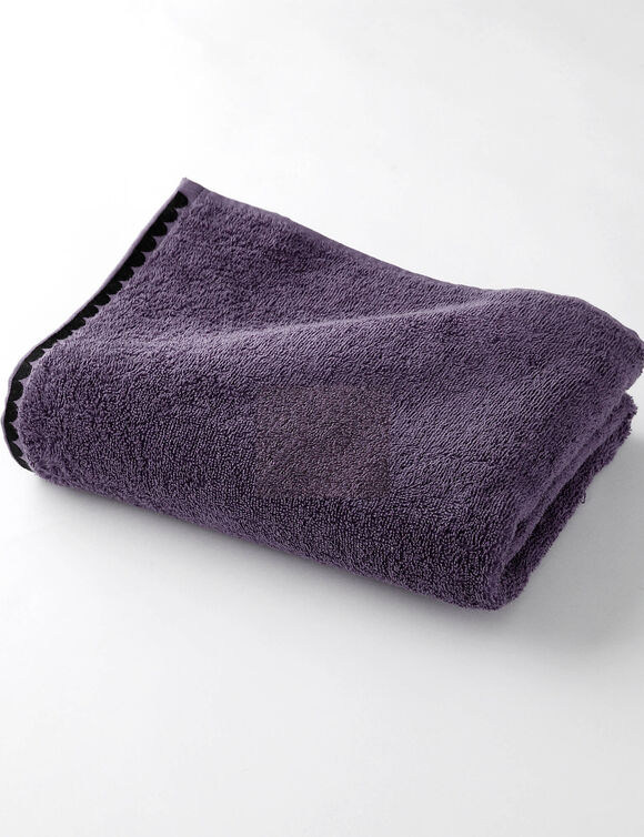 Serviettes de bain finition broderie fantaisie - 420g/m2 (aubergine)