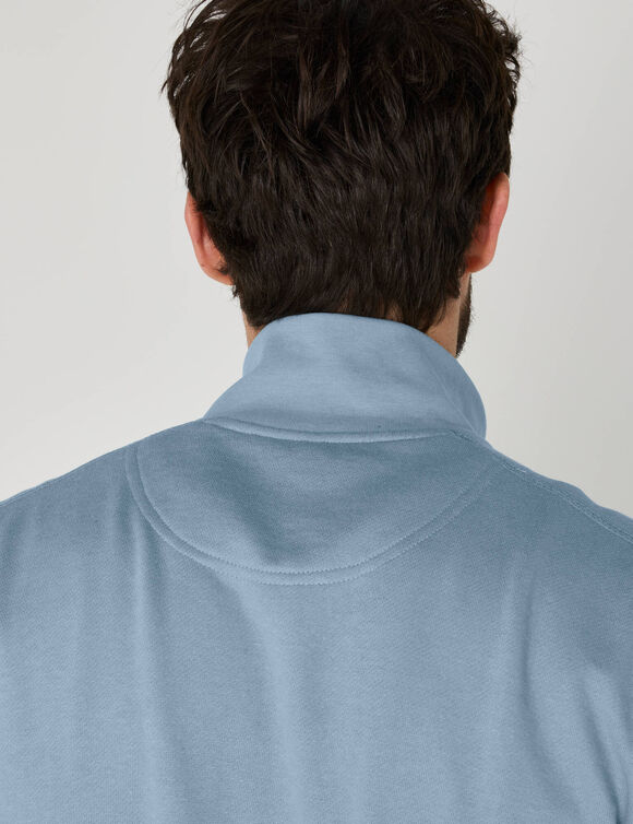 Sweatshirt van molton met trucker-kraag en ritssluiting (grijsblauw)