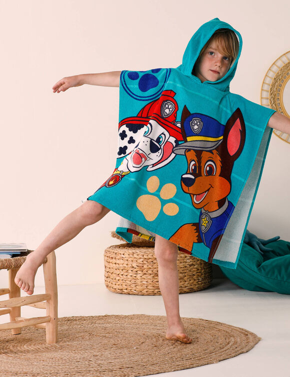 Poncho de bain enfant Pat'Patrouille® éponge et velours coton - 320g/m2 (émeraude)