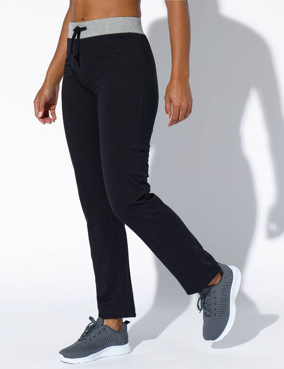 Pantalon jogging maille (noir / gris chin&eacute;)