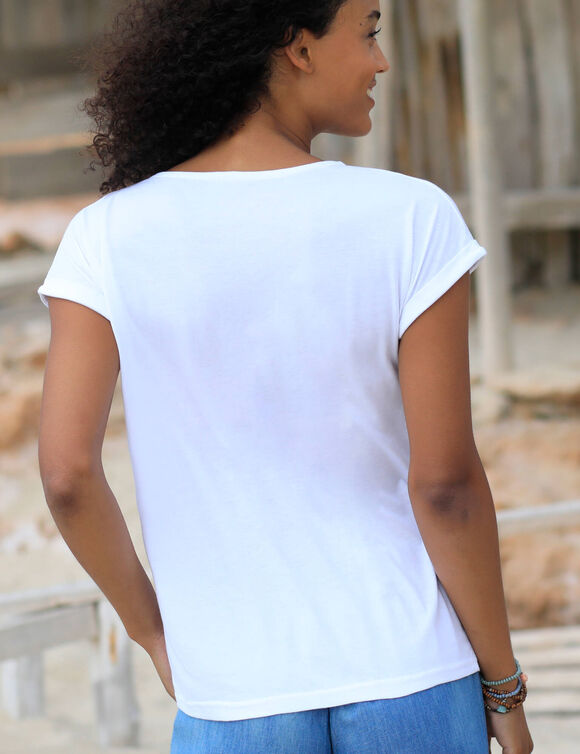 T-shirt imprimé placé  (blanc / jaune)