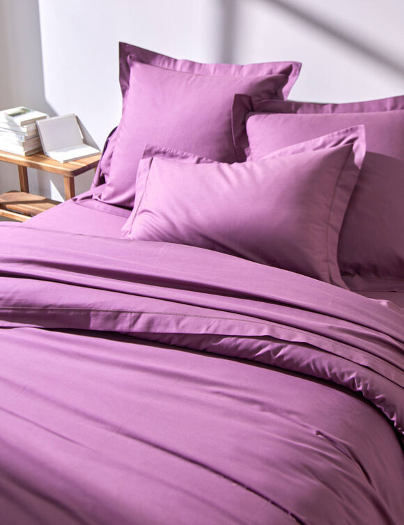 Linge de lit uni polyester-coton Colombine (figue)