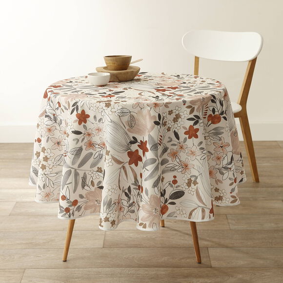 Nappe polyester imprimé champêtre (beige)