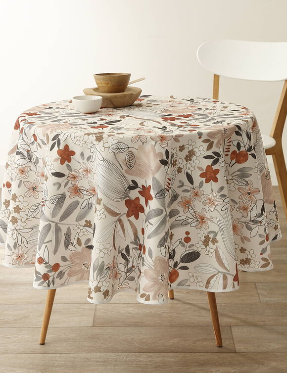 Nappe polyester imprimé champêtre (beige)