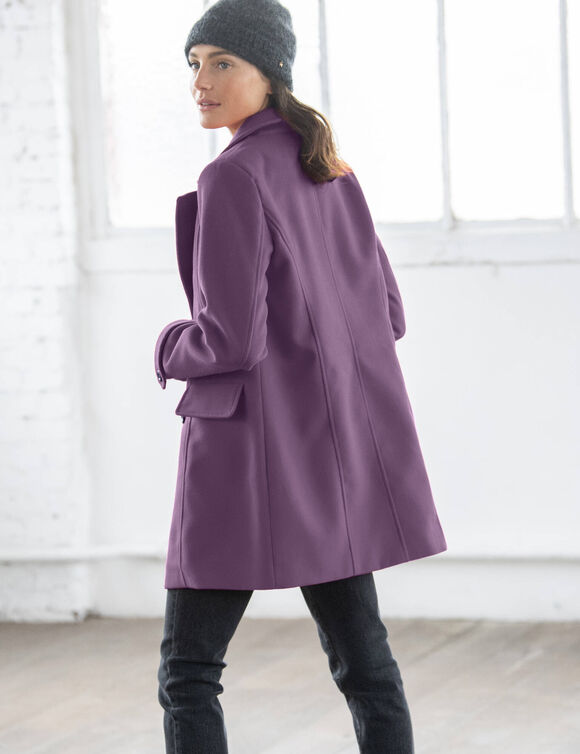 Manteau caban boutonné uni (violine)