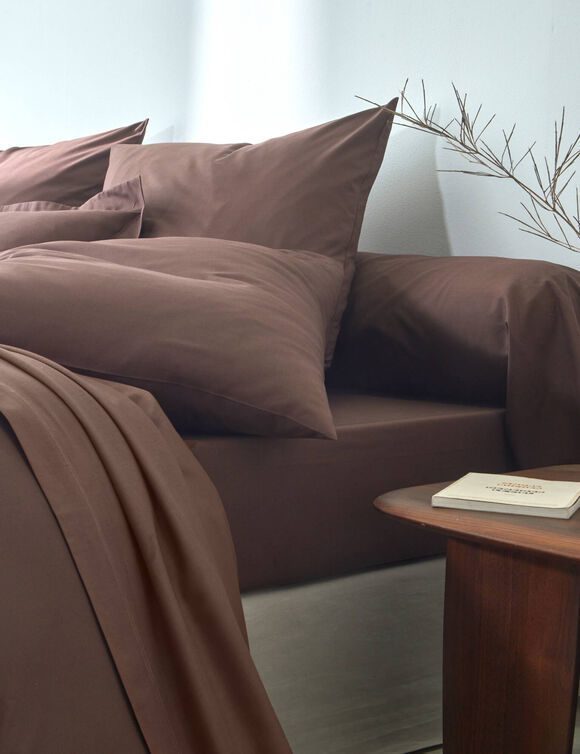 Linge de lit uni coton  (chocolat)