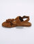 Leren sandalen met pompons (karamel)