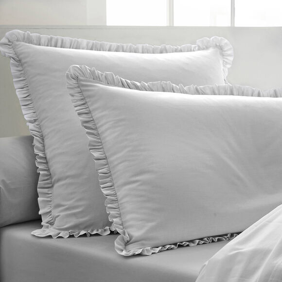 Linge de lit uni percale (gris perle)