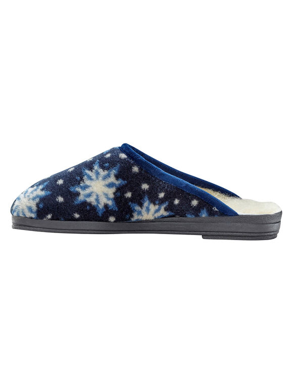 Pantoffels met sneeuwvlokkenmotief - wolvoering (marine)