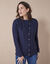 Cardigan in kabeltricot (marineblauw)