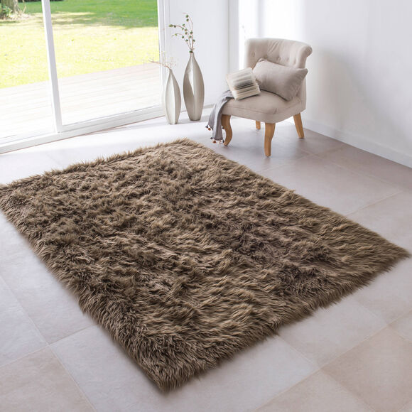 Tapis poils longs (taupe)
