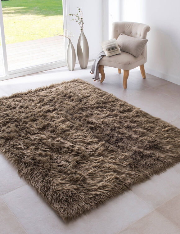 Tapis poils longs (taupe)