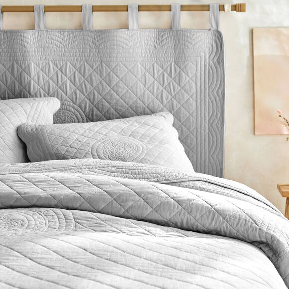 Couvre-lit uni style boutis Cassandre  (gris perle)