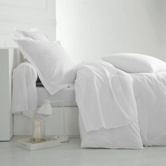Linge de lit uni polyester-coton Colombine (blanc)