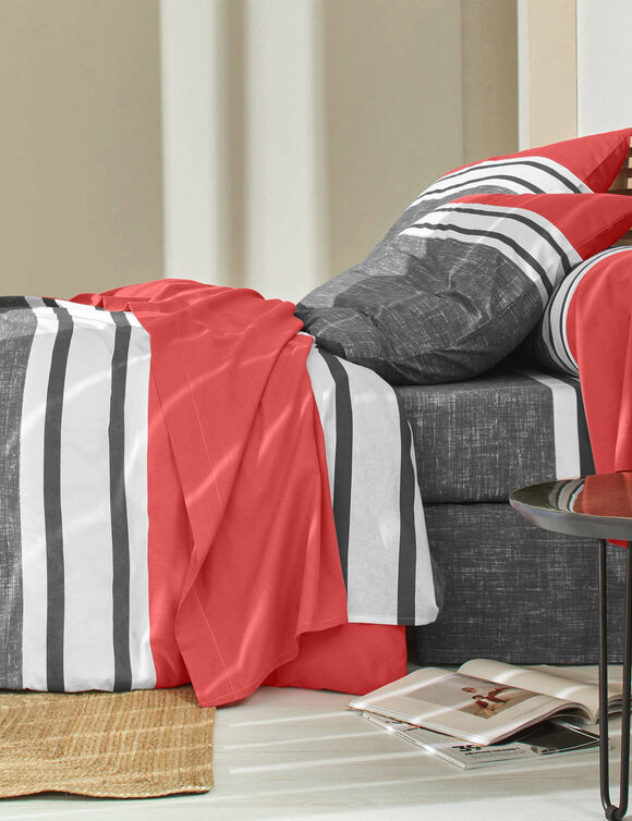 Bedlinnen Nathalie in katoen (grijs / terracotta)