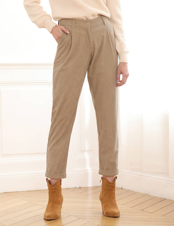 Pantalon 7/8ème, velours (taupe)