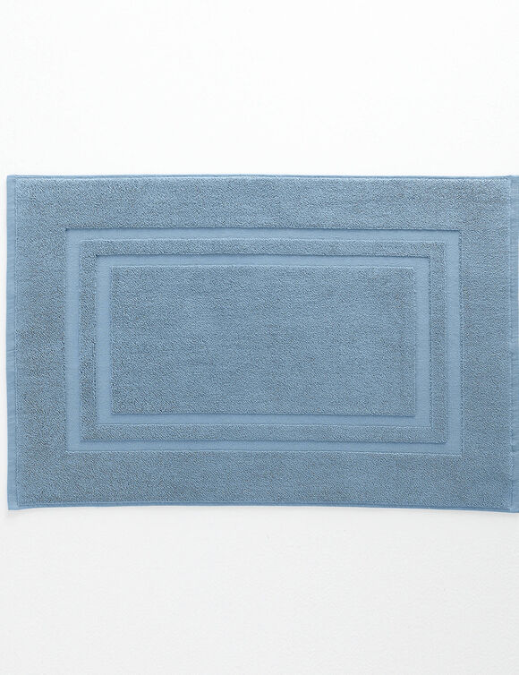 Tapis de bain éponge double liteau (bleu jean)