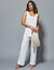 Broek met wijde pijpen en stretch, elastische tailleband (wit)