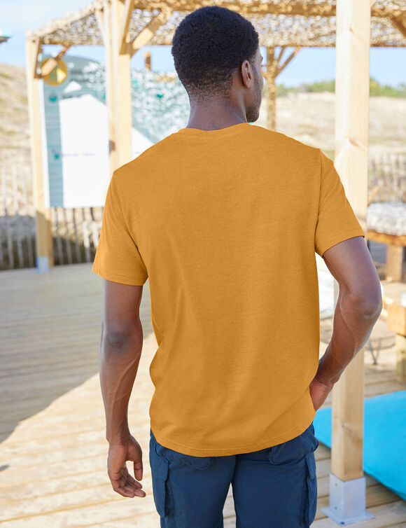 T-shirt uni col tunisien (ocre)