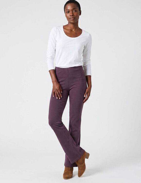 Legging bootcut uni, taille &eacute;lastiqu&eacute;e (prune)