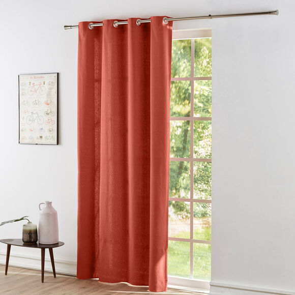 Rideau bachette uni tamisant oeillets (terracotta)