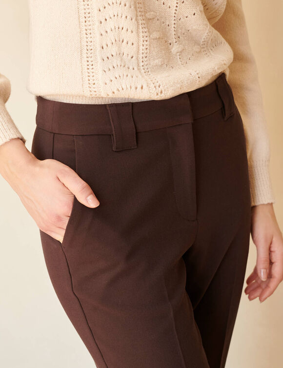 Pantalon cigarette, fluide (chocolat)