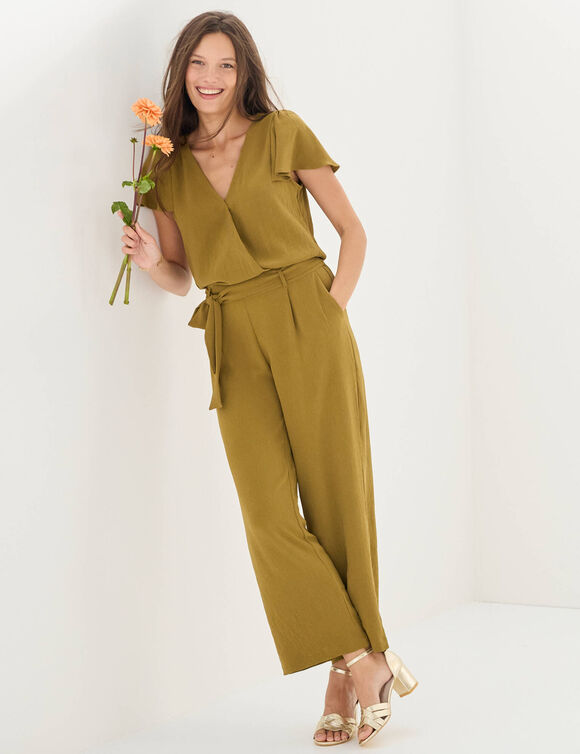 Combinaison pantalon cr&ecirc;pe fluide (kaki)