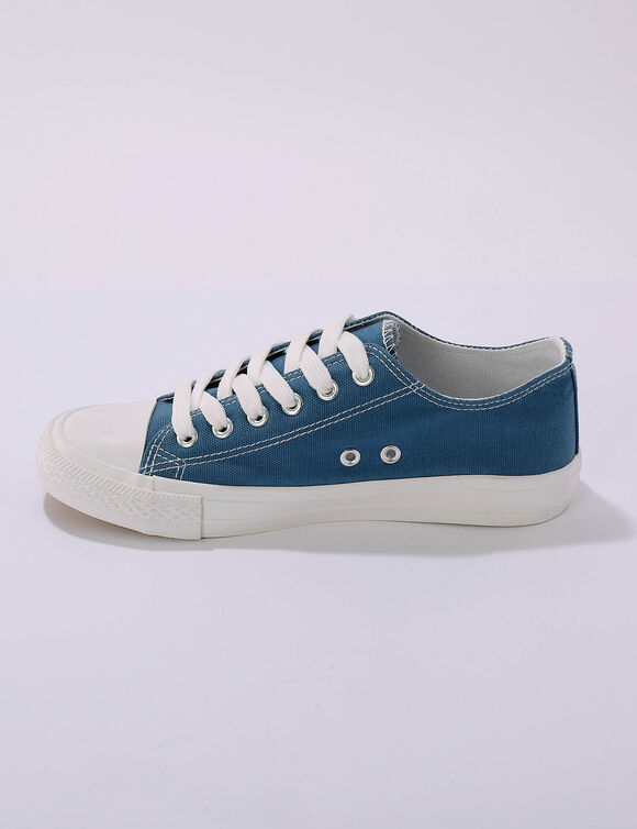 Sneakers in canvas, met veters (blauw)