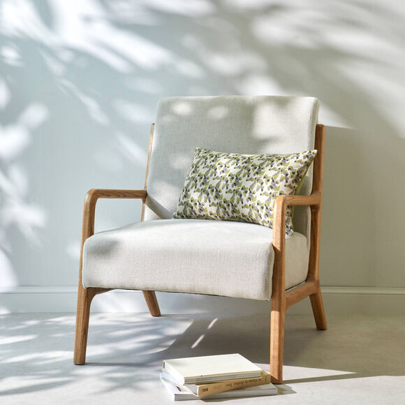 Coussin imprimé tacheté (naturel / vert)