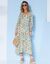 Lange jurk in crepon met knoopsluiting en print  (ecru / kaki)