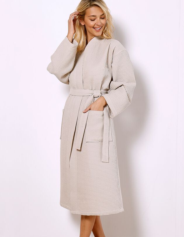 Badjas, unisex volwassenen, honingraattricot 230 g/m2 (zandkleur)