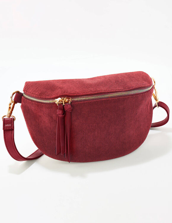 Sac banane en velours c&ocirc;tel&eacute;  (bordeaux)