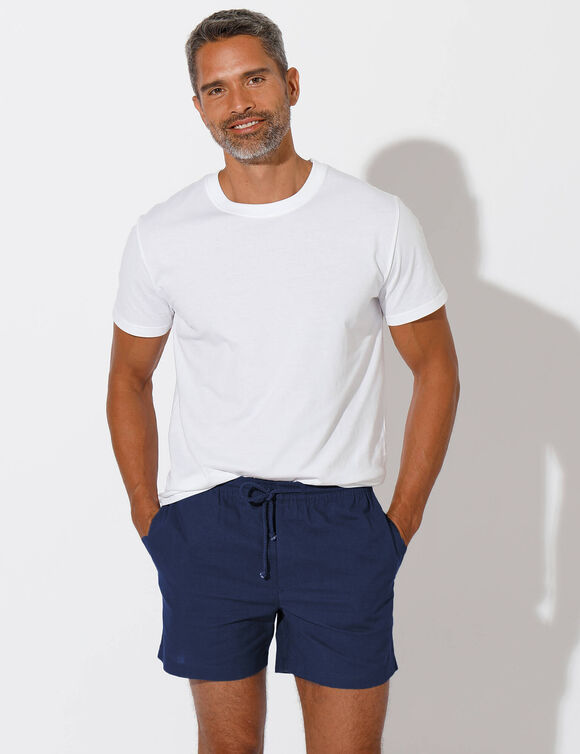 Short in canvas met elastische taille (marine)