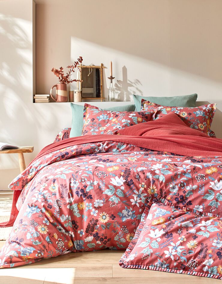 Bedlinnen Kelly in katoen met bloemenprint (rozenhout)